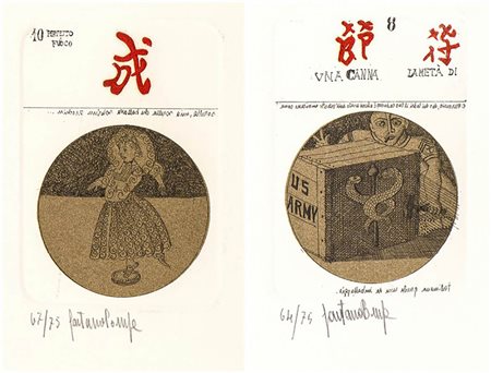 GAETANO POMPA<br>Incisione sx: Perfetto fuoco (10)

Incisione dx: La metà di una canna (8)