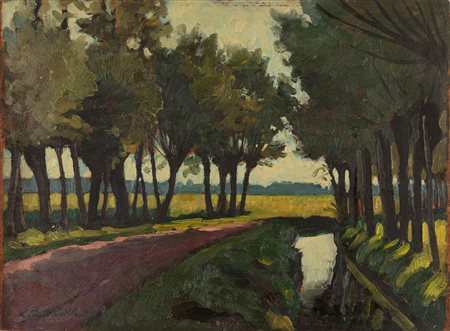 Leonardo Dudreville (Venezia 1885-Ghiffa 1976)  - Paesaggio, 1926