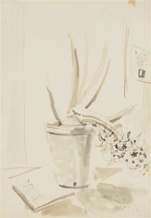 Filippo De Pisis (Ferrara 1896-Milano 1956)  - Natura morta con vaso, 1952
