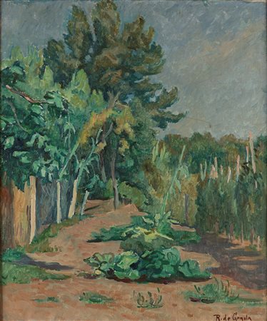 Raffaele De Grada (Milano 1885-1957)  - Stradina fra gli orti , 1953