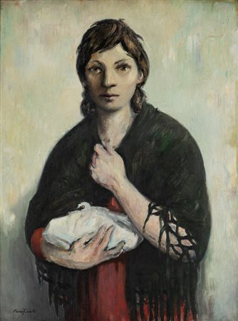 Domenico Purificato (Fondi 1915-Roma 1984)  - Donna con scialle