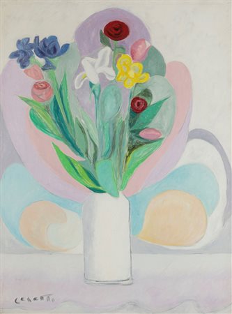 Giuseppe Cesetti (Tuscania 1902-Tuscania 1990)  - Vaso di fiori