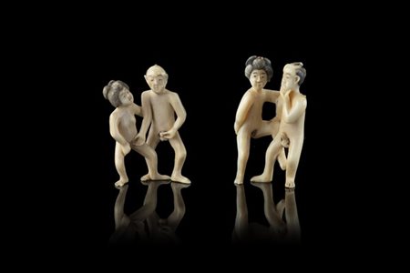 Coppia di figure in avorio a soggetto erotico
Giappone, periodo Meiji (1868-191