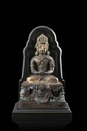 Figura in bronzo raffigurante Amitayus, marcata per l'anno 1770 e del periodo Q