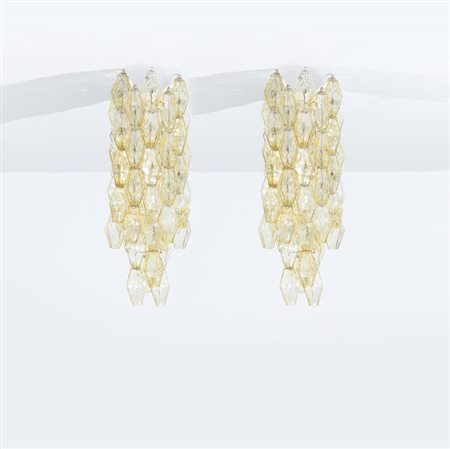 PAOLO VENINI<BR>Coppia di lampadari mod. Poliedri