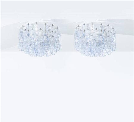 PAOLO VENINI<BR>Coppia di lampadari mod. Poliedri