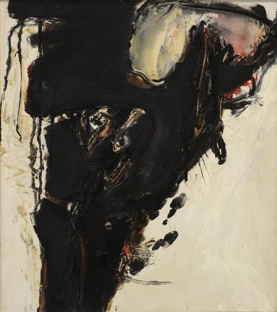 SERGE VANDERCAM 1924 - 2005 L' homme de Tollund , 1963 Olio su tela, cm. 53 x...