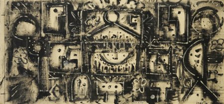 PHILLIP MARTIN 1927 The witnesses , 1964 Olio su tela, cm. 47 x 100 Firmato e...