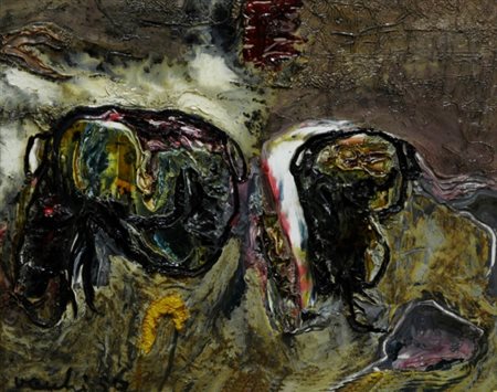 SERGIO VACCHI 1925 Piccoli corpi organici , 1959 Olio su tela, cm. 40 x 50...