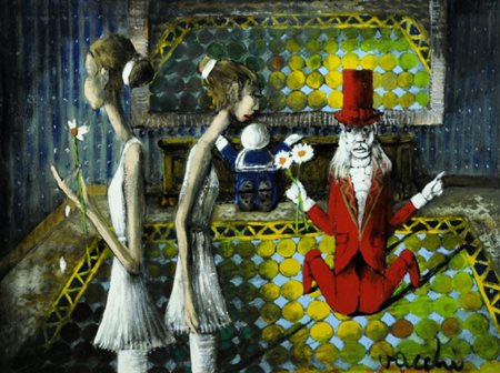 SERGIO VACCHI 1925 Il maestro delle due marghetite Olio su tela, cm. 60 x 80...