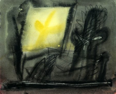 RICCARDO LICATA 1929 Composizione , 1960 Tecnica mista su carta telata, cm....