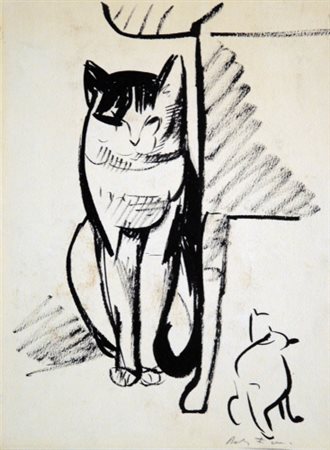 ACHILLE FUNI 1890 - 1972 Senza titolo Tecnica mista su carta telata, cm. 34 x...