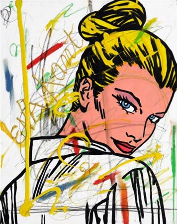 ENRICO MANERA 1947 Eva Kant , 2005 Tecnica mista su tela, cm. 50 x 40 Firmato...