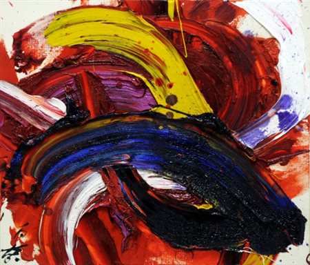 KAZUO SHIRAGA 1924 - 2008 Shakou, 1990 Olio su tela, cm. 45,5 x 53 Firmato in...