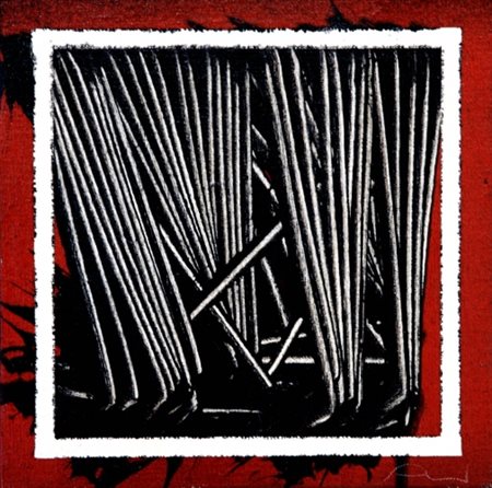 EMILIO SCANAVINO 1922 - 1986 Tramatura , 1975 Olio su tela, cm. 30 x 30...