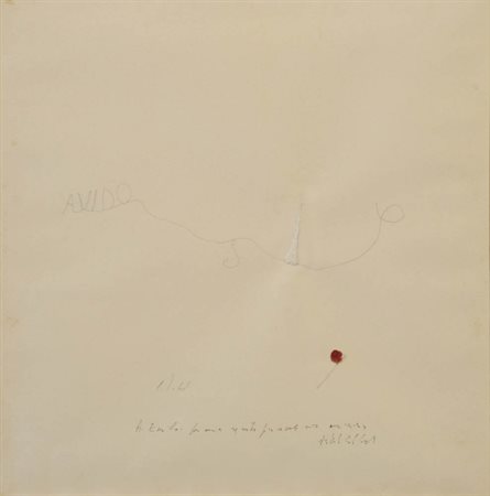 PIER PAOLO CALZOLARI 1943 Avido , 1964/67 Tecnica mista su carta, cm. 60 x 60...
