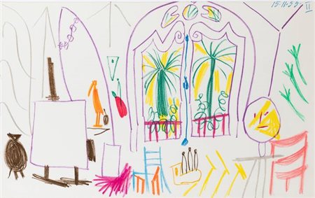 PICASSO PABLO (D'après)<BR>E 1881 - 1973 F<BR>"Senza titolo" 15/11/'55