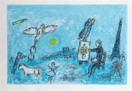 MARC CHAGALL<BR>Vitebsk (URSS) 1887 - 1985 Saint-Paul de Vence (F)<BR>" Le peintre et son double"