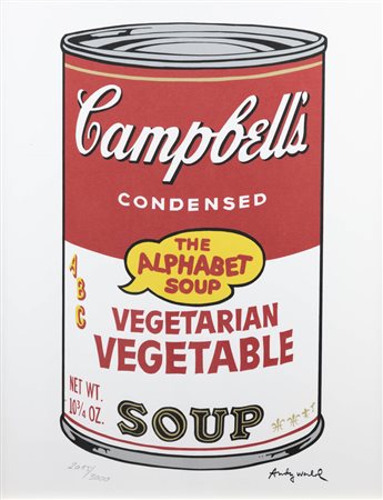 ANDY WARHOL<BR>USA 1927 - 1987<BR>"Campbell's soup, vegetarian vegetable"