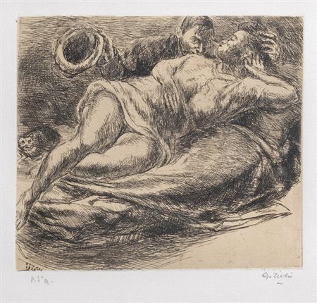 ALBERTO ZIVERI<BR>Roma 1908 - 1989<BR>"Amanti" 1939