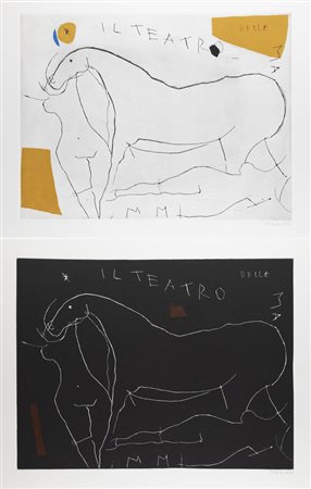 MARINO MARINI<BR>Pistoia 1901 - 1980<BR>Coppia di incisioni "Il teatro delle marionette"