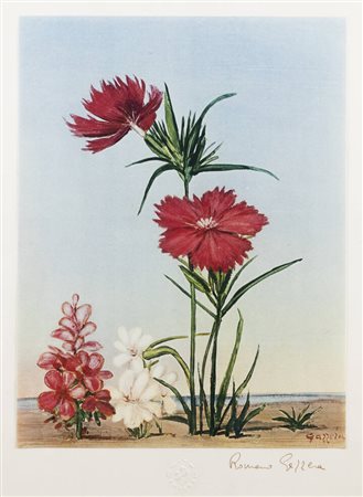 ROMANO GAZZERA<BR>Ciriè (TO) 1908 - 1985<BR>"Garofani di campo"