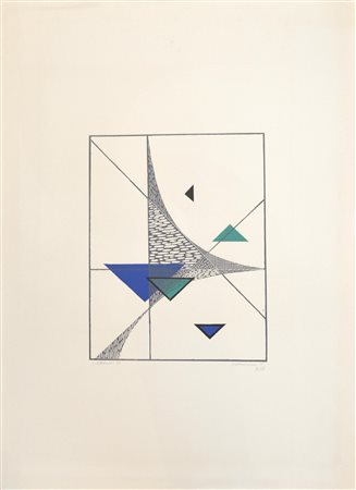 Luigi Veronesi COSTRUZIONE T linoleum, cm 34x26; foglio cm 76x57; es. II/IX...
