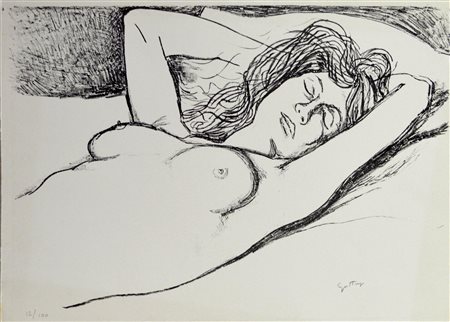 Renato Guttuso NUDO FEMMILINE litografia, cm 50x70; es. 12/100 firma e tiratura