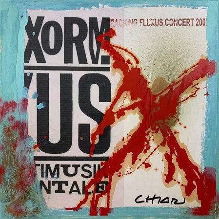 Giuseppe Chiari CRACKING FLUXUS CONCERT 2002 tecnica mista e collage su...