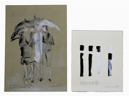 Lorenzo Piemonti ERAVAMO IN QUATTRO coppia di tempere e gouache su cartone,...