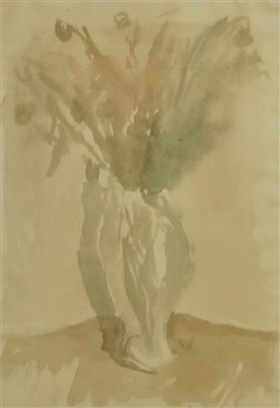 Mario Marcucci VASO DI FIORI acquarello su carta, cm 35x25 firma