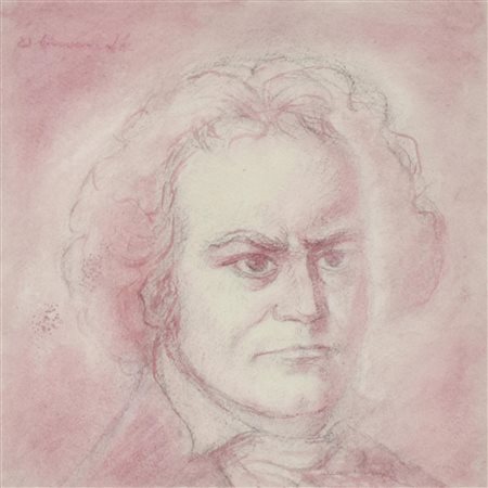 Enrico Allimandi GRANDI MAESTRI: BEETHOVEN tecnica mista su carta, cm 20x20...
