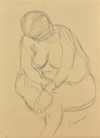 Cristoforo De Amicis NUDO matita su carta, cm 48x36 firma