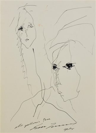 Ernesto Treccani FIGURE china su carta, cm 40x30 firma, data e dedica ad...