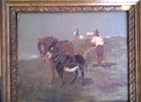 SORESSI ALFREDO (1897-1982) - SUL FIUME - OLIO SU TAVOLA CM.35X29 - FIRMATO...