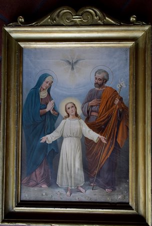 CORNICE IN LEGNO DORATO CON CIMASA CONTENENTE OLEOGRAFIA CM.90X61 - XIX SECOLO