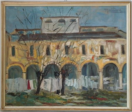MARTINO LUIGI - PORTICATO - OLIO SU TELA CM.50X60 - FIRMATO IN ALTO A DESTRA