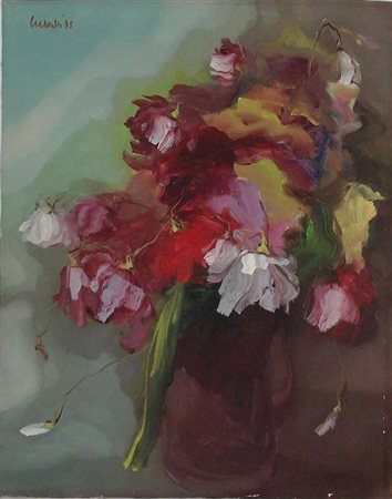 CURATTI FRANCO (1928-2012) - FIORI - OLIO SU TELA CM.50X40, 1975 - FIRMATO IN...