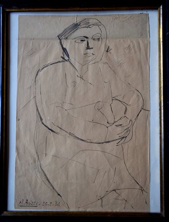 BRIZZI ALDO (1907-1957) - FIGURA - CHINA SU CARTA CM. 32X21 - FIRMATO E...