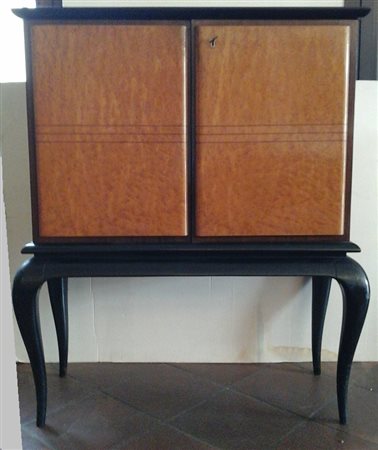 MOBILE BAR IN LEGNO RADICATO ED EBANIZZATO CON FILETTATURE - ANNI 50' -...