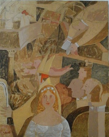 GALLERATI ALBERTO (1945) - PENSIERI DISORGANIZZATI - OLIO SU TELA CM.50X40-...