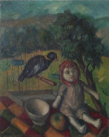 SICHEL BRUNO (1915-1985) - NATURA MORTA CON BAMBOLA 1984 - OLIO SU TELA...