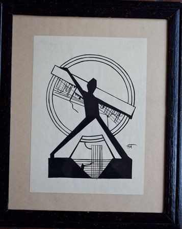 MIO CUGINO - CHINA SU CARTA CM.53,5X43,5 - FIRMATO BOT IN BASSO A DESTRA