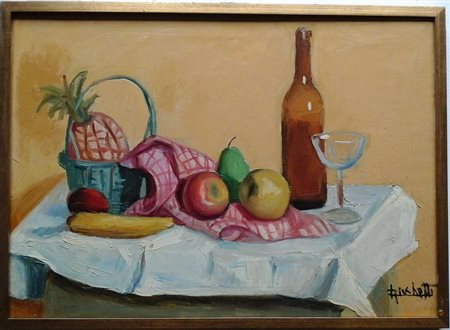 RICCHETTI LUCIANO (1898-1977) - NATURA MORTA CON ANANAS - OLIO SU TELA...