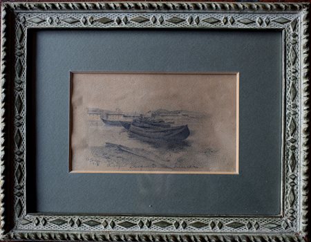 SORESSI ALFREDO (1897-1982) - BARCHE 1917 - DISEGNO ESEGUITO IN TRINCEA -...