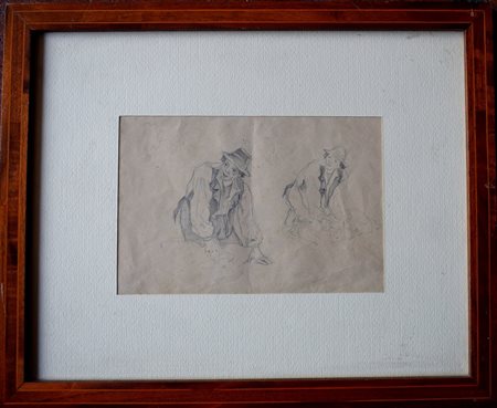 BRUZZI STEFANO (1835-1911) - STUDIO PER PASTORE E (AL RETRO) STUDIO PER...