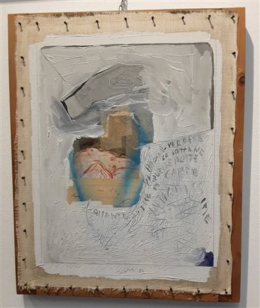 XERRA WILLIAM (1937) - SENZA TITOLO 1984 - TECNICA MISTA SU IUTA CM.56X37 -...