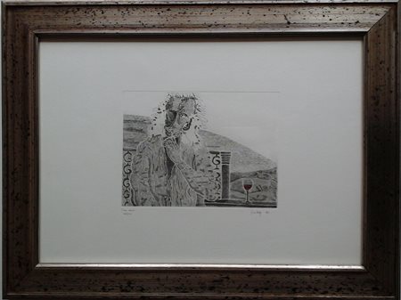 FIRMA INDECIFRATA - VINO ROSSO 1980 - ACQUAFORTE CM.35X50 ES.55/100 - FIRMATA...