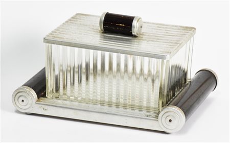 BURRIERA in vetro con coperchio in alluminio poggiante su vassoio h cm 12 cm...