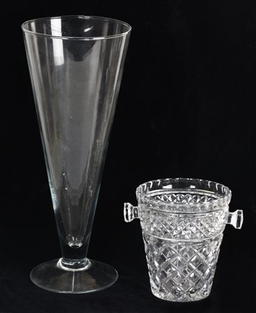 LOTTO VASO E PORTAGHIACCIO IN VETRO portaghiaccio h cm 15 vaso h cm 36